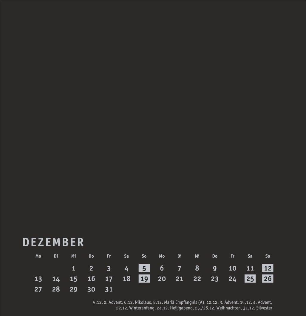 Beispielinhalt (Bild) Premium-Bastelkalender schwarz groß 2027