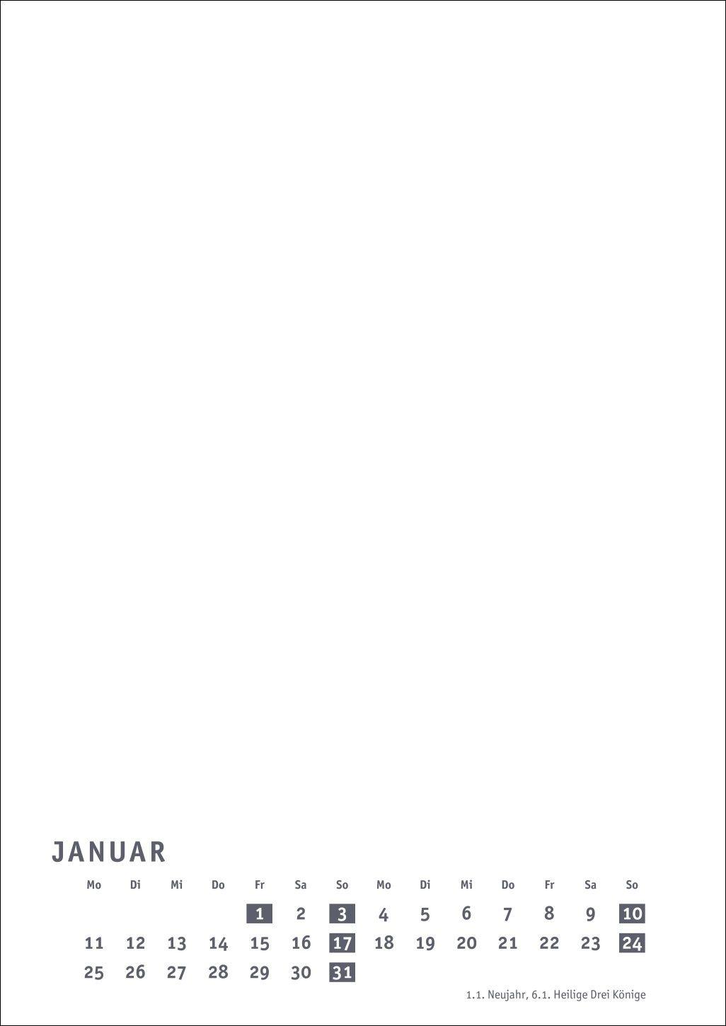 Beispielinhalt (Bild) Premium-Bastelkalender weiß A4 2027