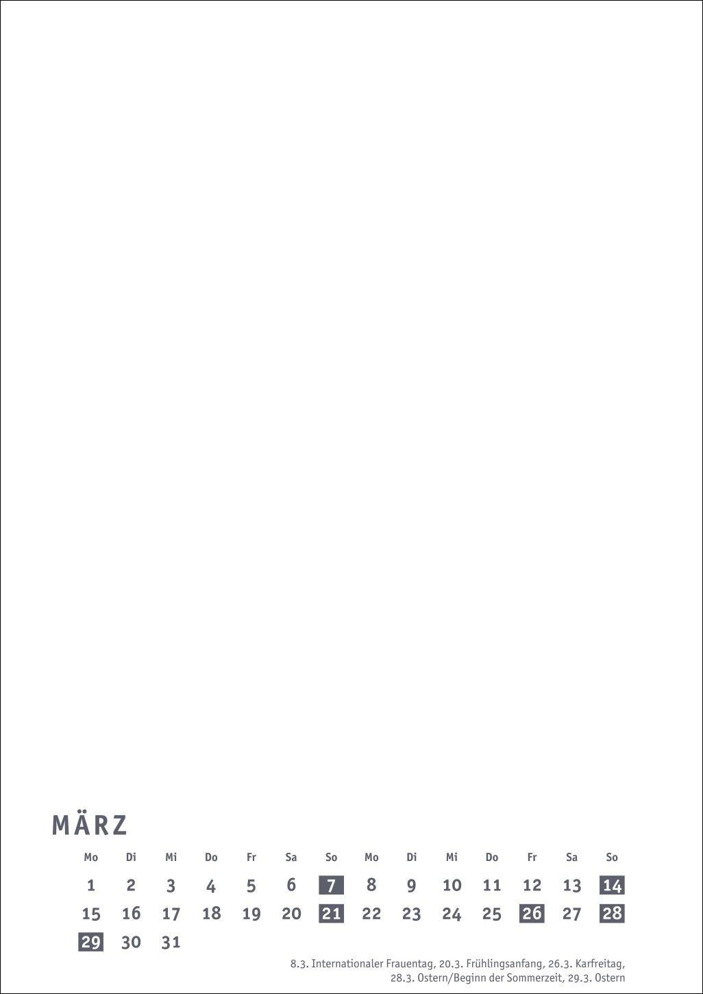 Beispielinhalt (Bild) Premium-Bastelkalender weiß A4 2027