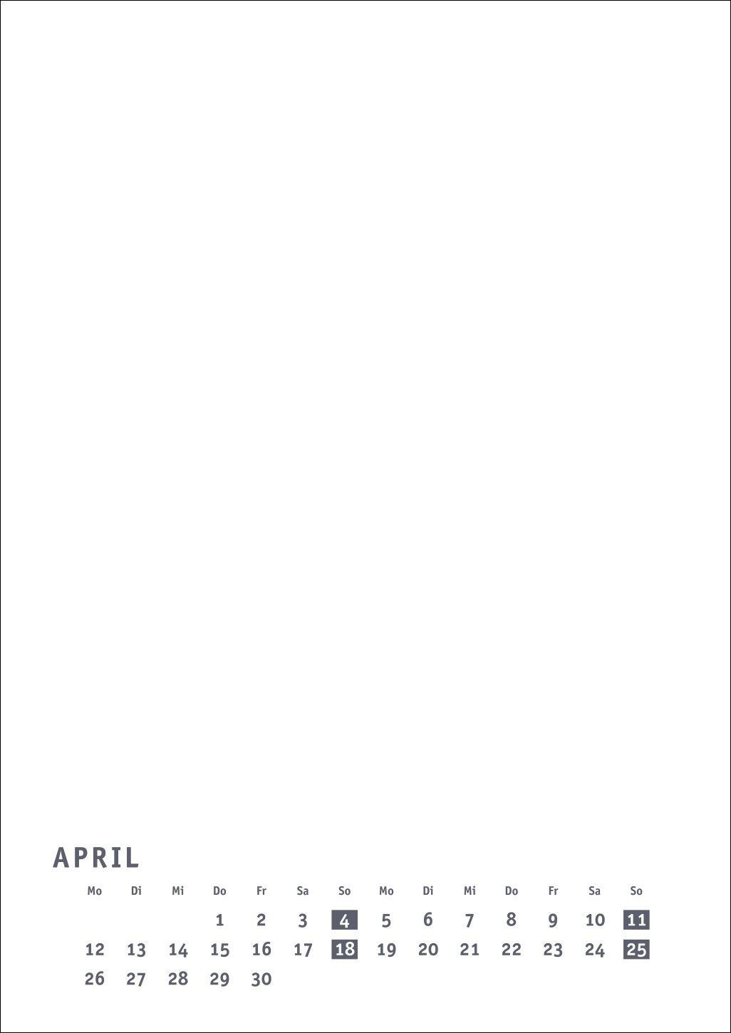 Beispielinhalt (Bild) Premium-Bastelkalender weiß A4 2027