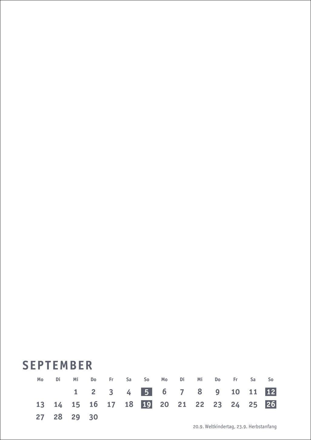 Beispielinhalt (Bild) Premium-Bastelkalender weiß A4 2027