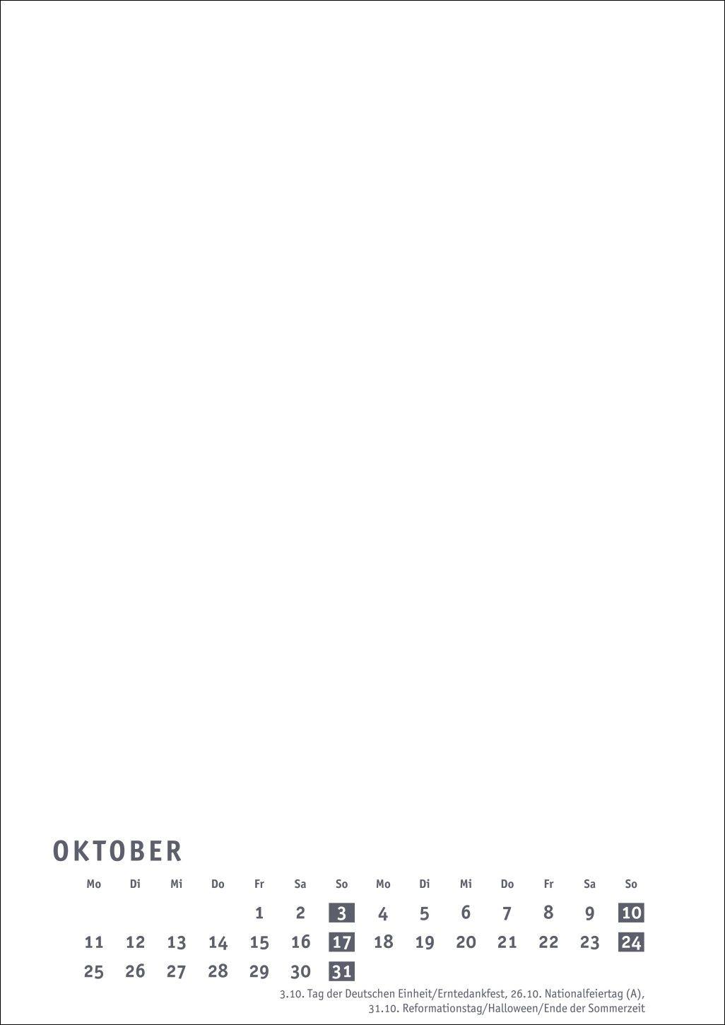 Beispielinhalt (Bild) Premium-Bastelkalender weiß A4 2027