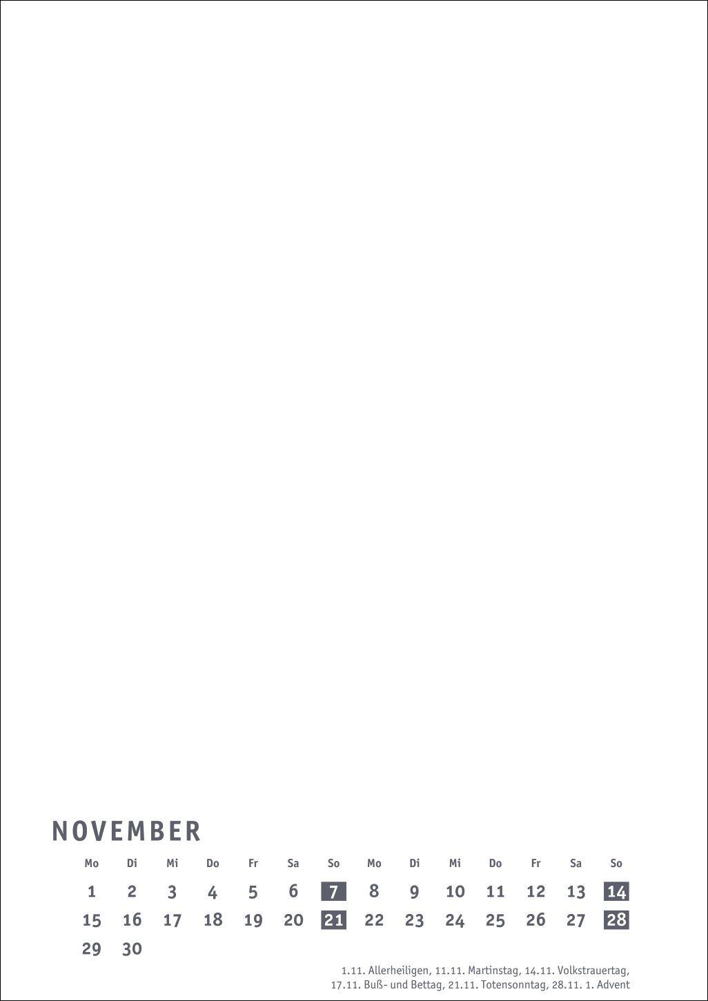 Beispielinhalt (Bild) Premium-Bastelkalender weiß A4 2027