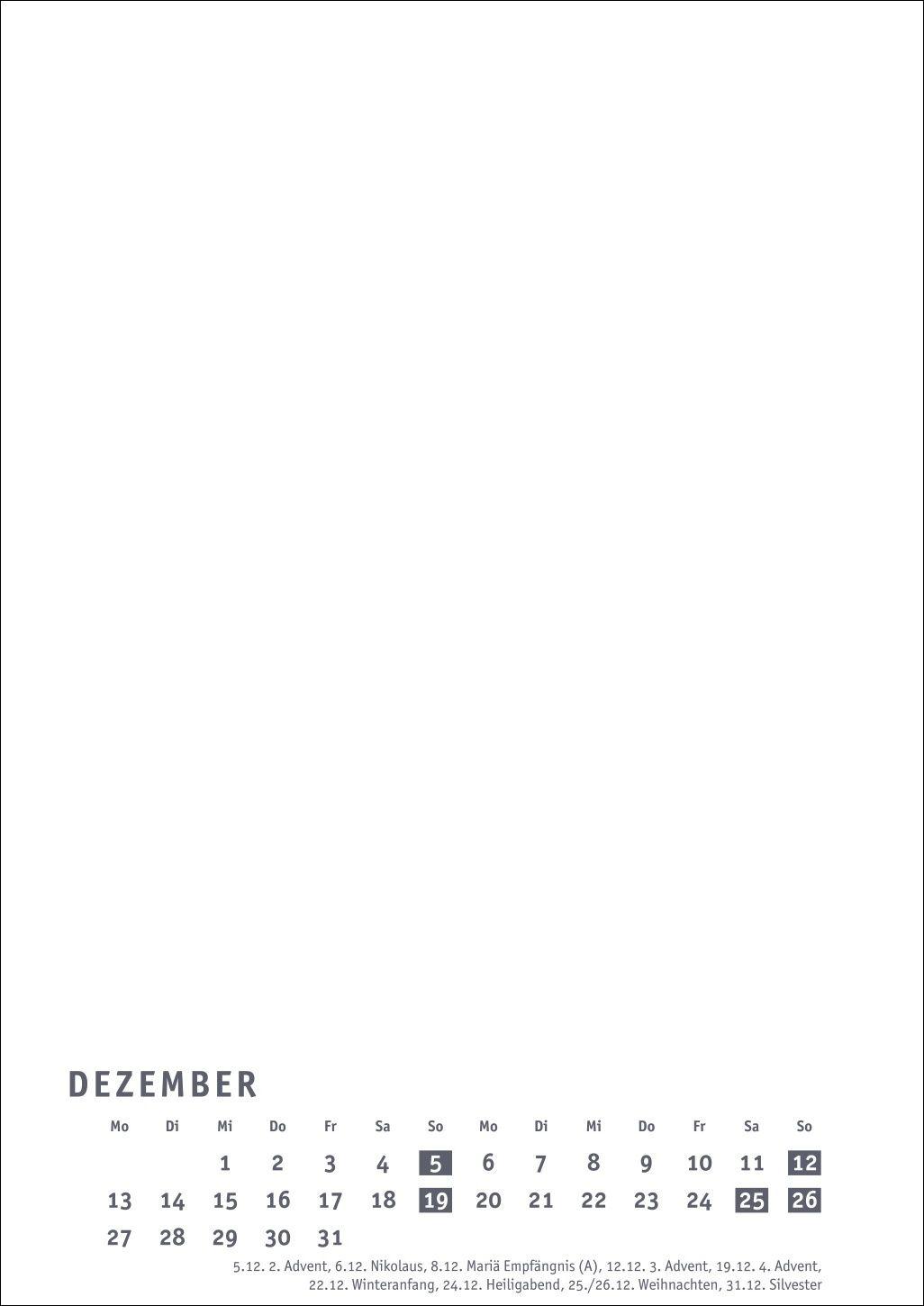 Beispielinhalt (Bild) Premium-Bastelkalender weiß A4 2027