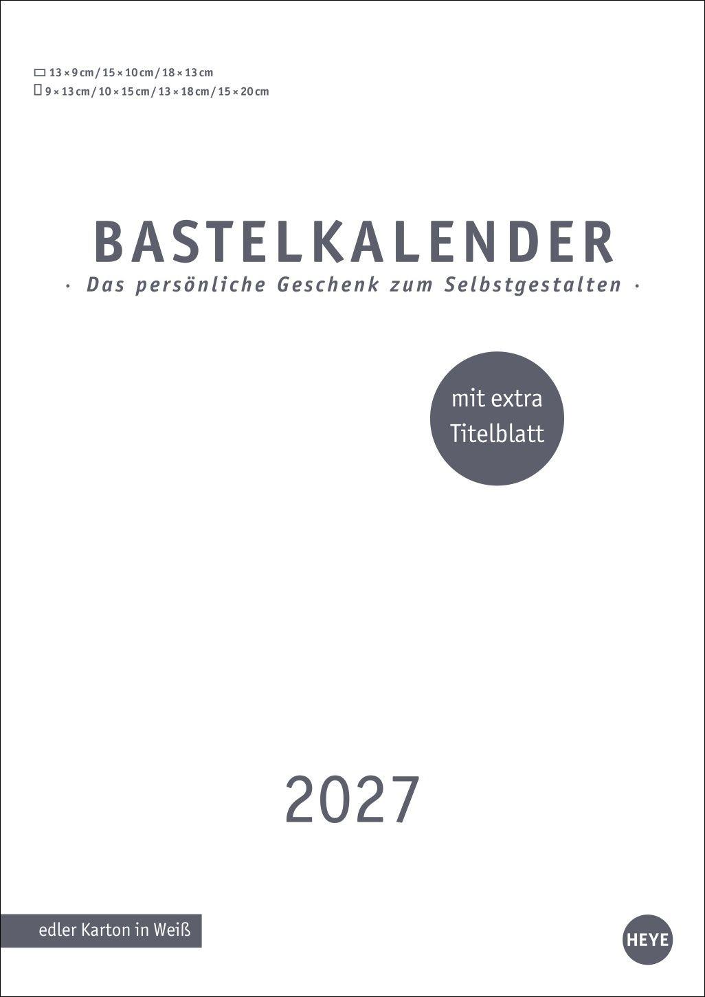 Vorderes Coverbild Premium-Bastelkalender weiß A4 2027