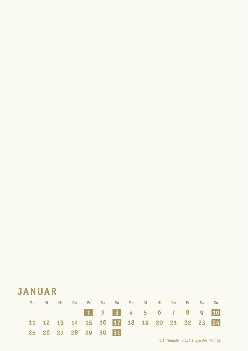 Beispielinhalt (Bild) Premium-Bastelkalender gold A4 2027