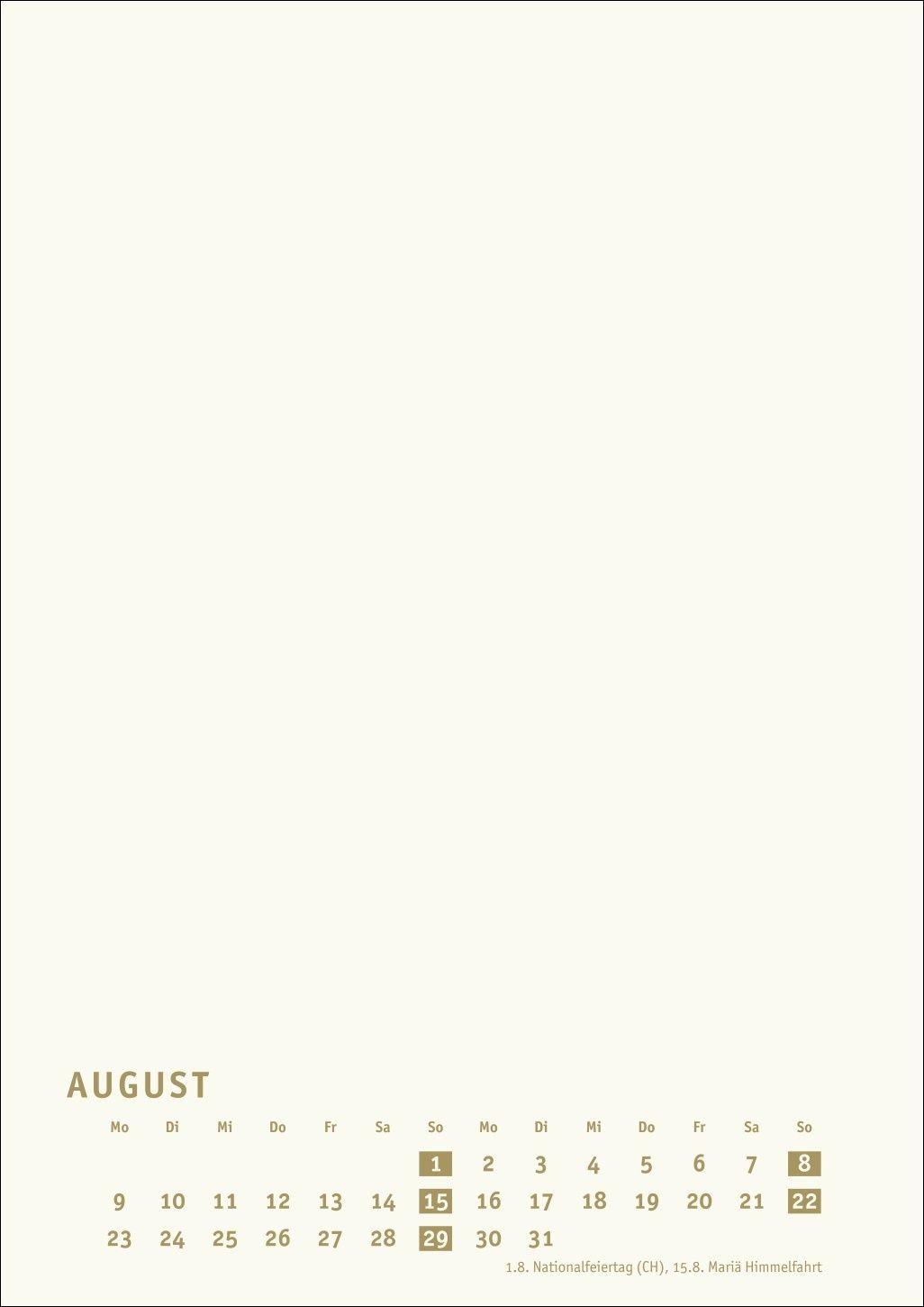 Beispielinhalt (Bild) Premium-Bastelkalender gold A4 2027