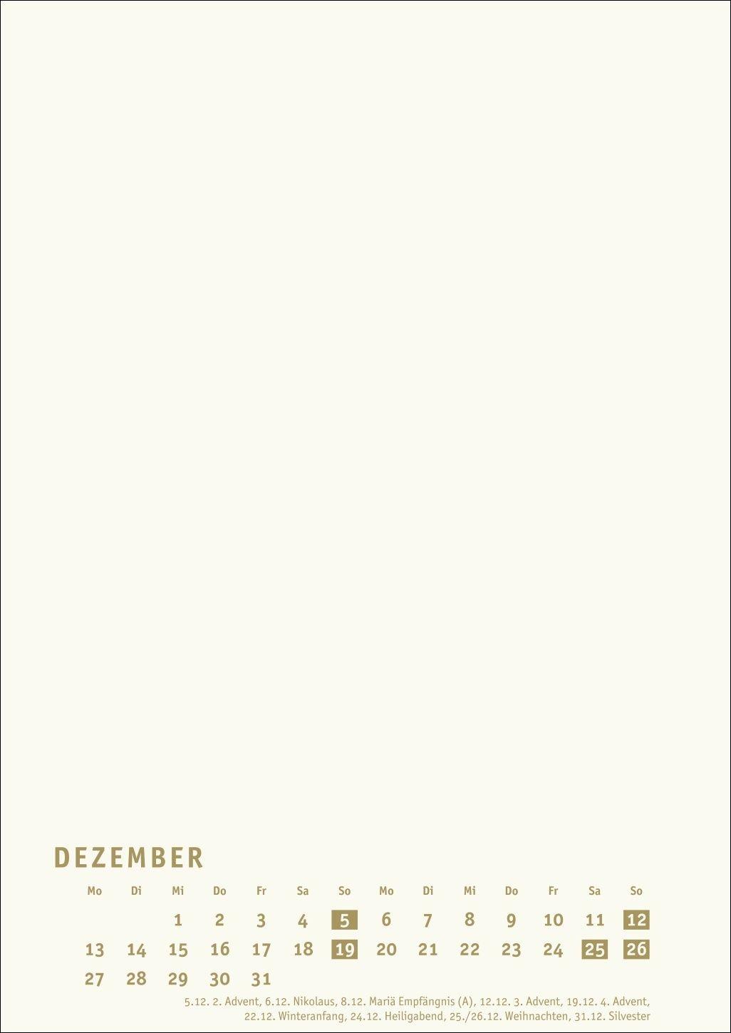 Beispielinhalt (Bild) Premium-Bastelkalender gold A4 2027