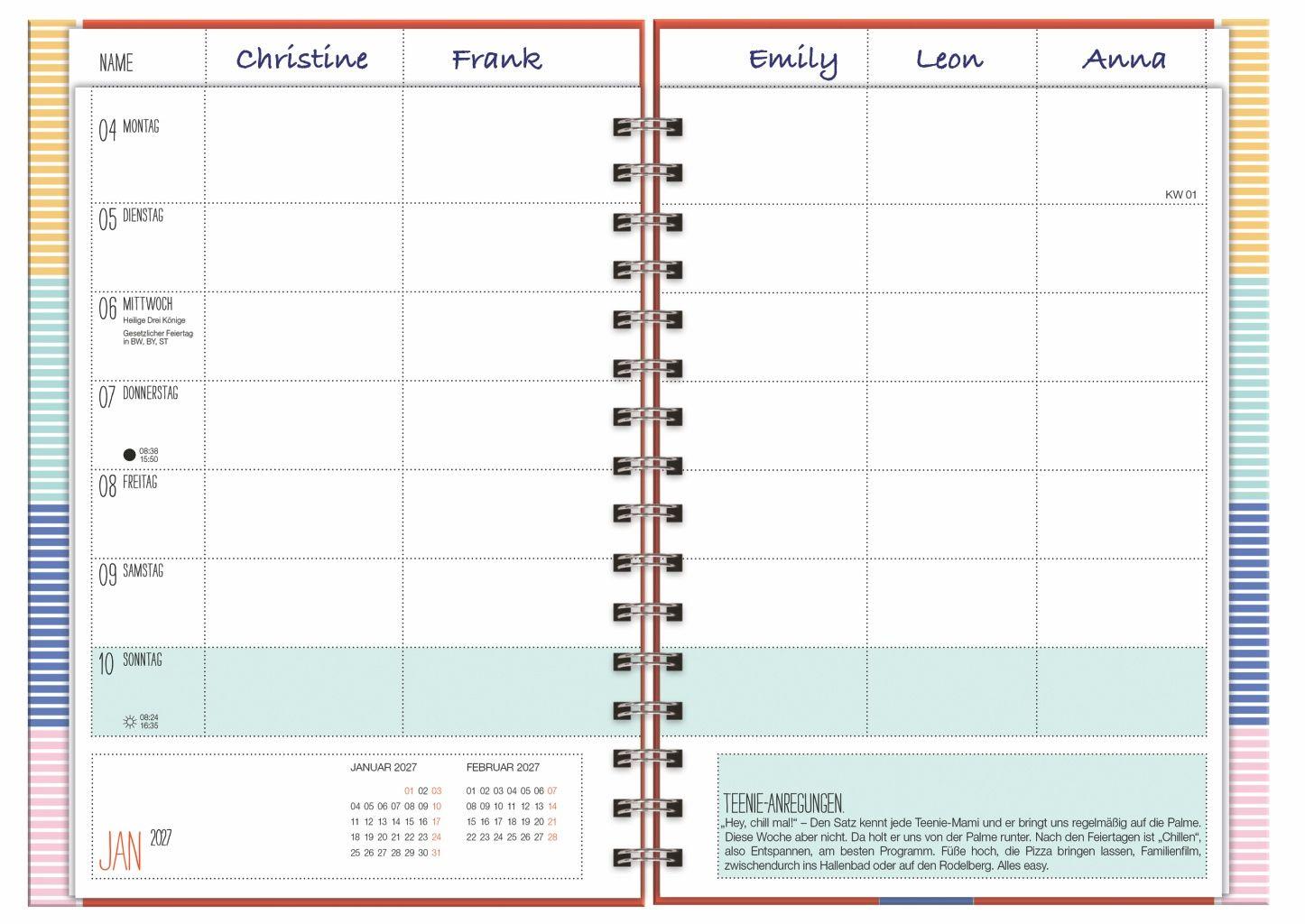 Beispielinhalt (Bild) Mama AG Familienplaner Buch A5 2027