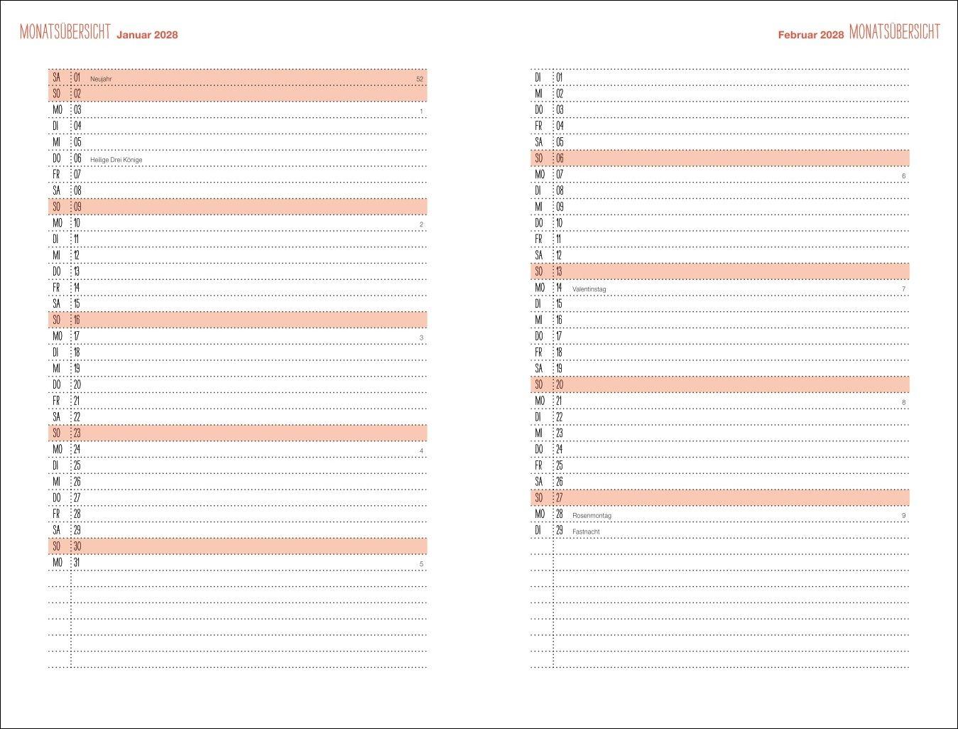 Beispielinhalt (Bild) Mama AG Familienplaner Buch A5 2027