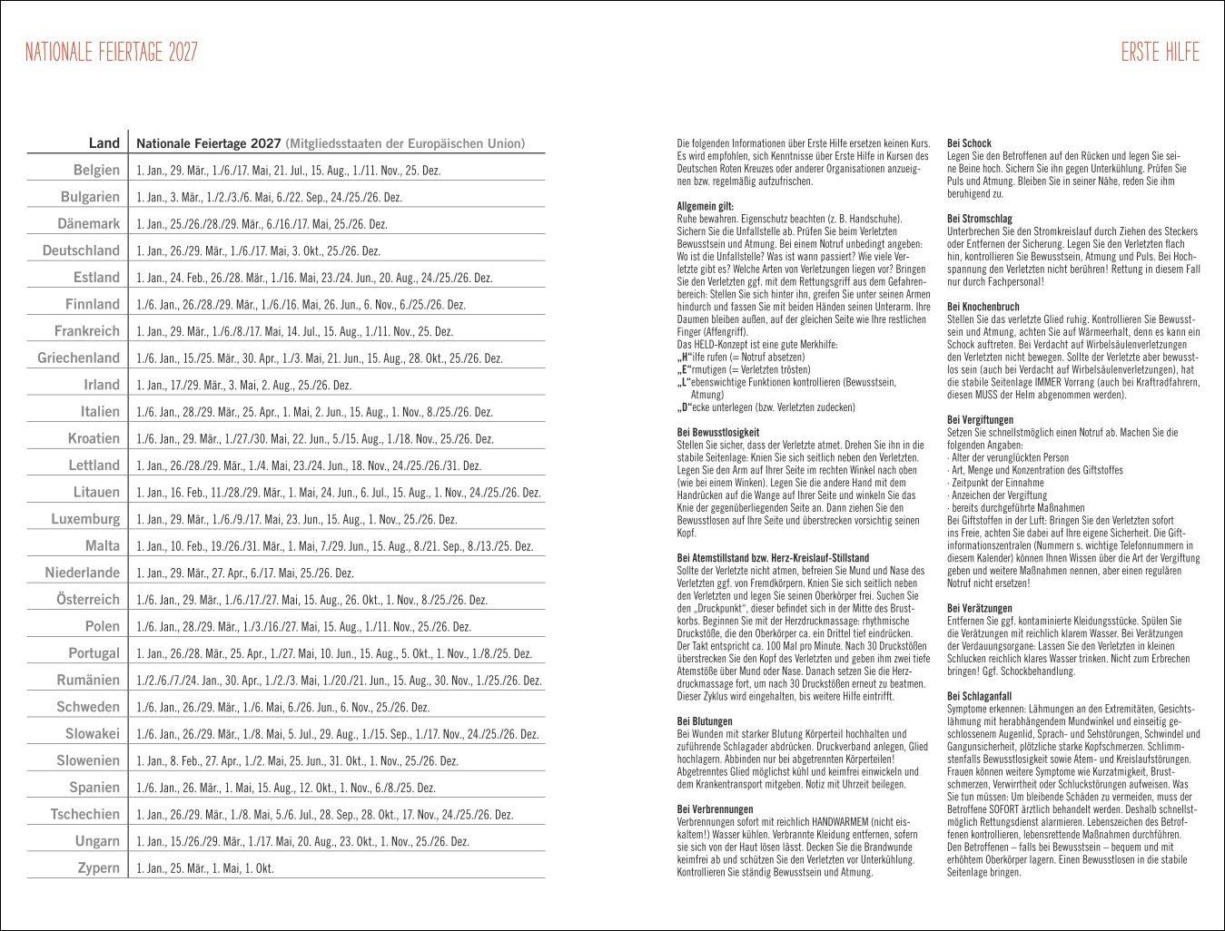 Beispielinhalt (Bild) Mama AG Familienplaner Buch A5 2027