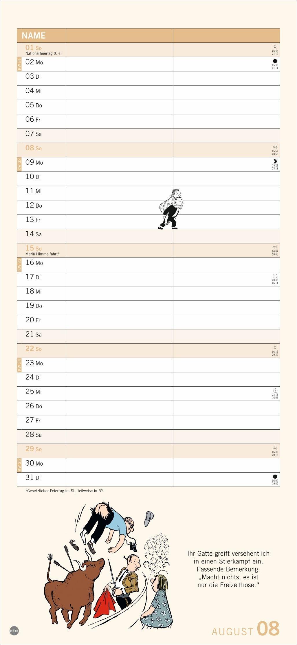 Beispielinhalt (Bild) Loriot Planer für zwei 2027