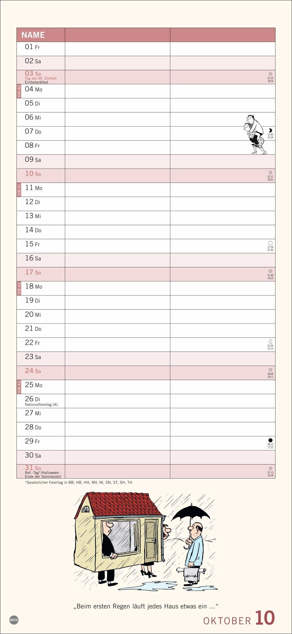 Beispielinhalt (Bild) Loriot Planer für zwei 2027