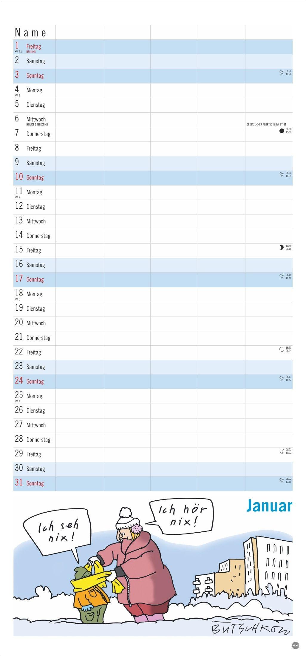Beispielinhalt (Bild) Peter Butschkow: Familienplaner 2027