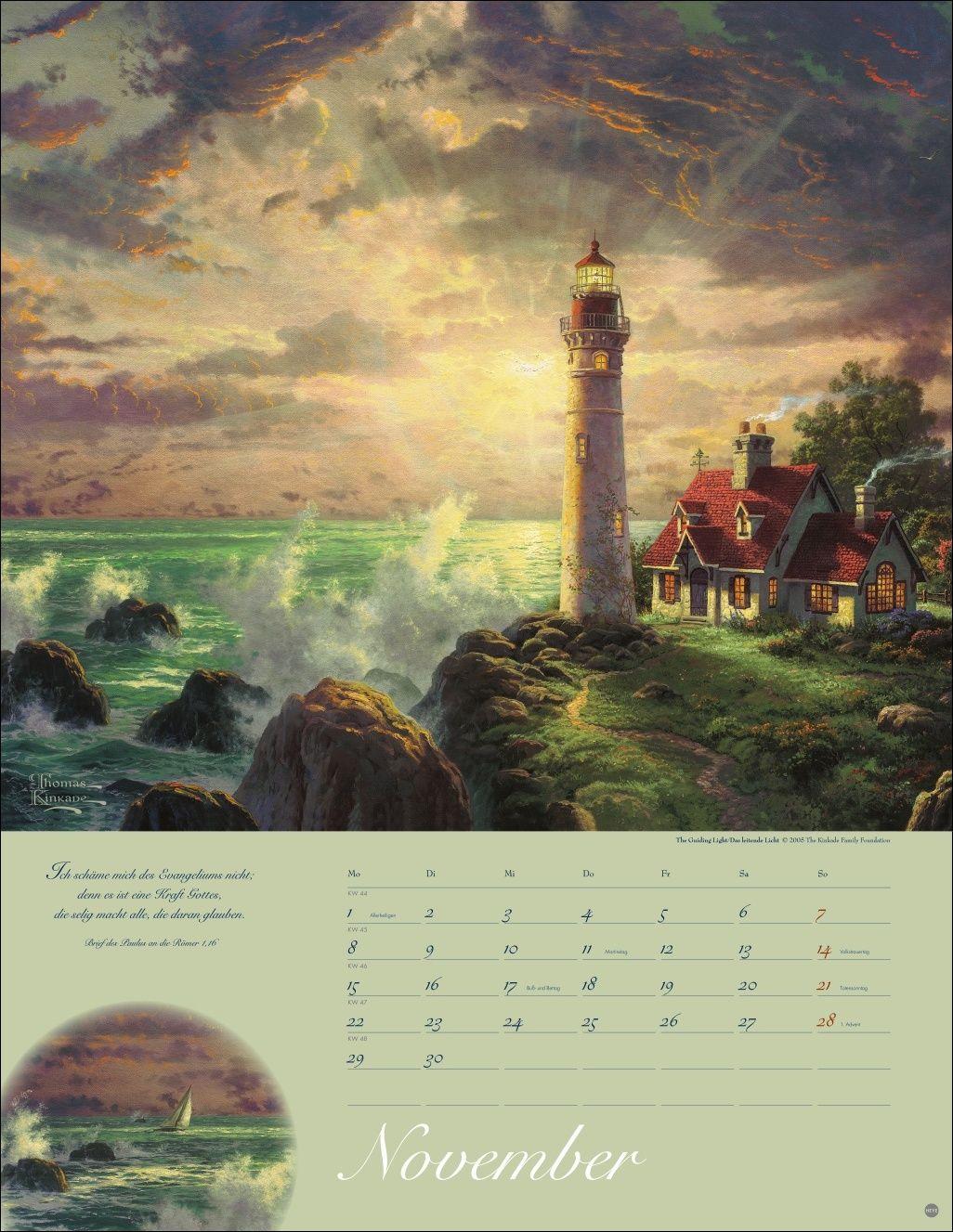 Beispielinhalt (Bild) Thomas Kinkade: Land im Licht Kalender 2027