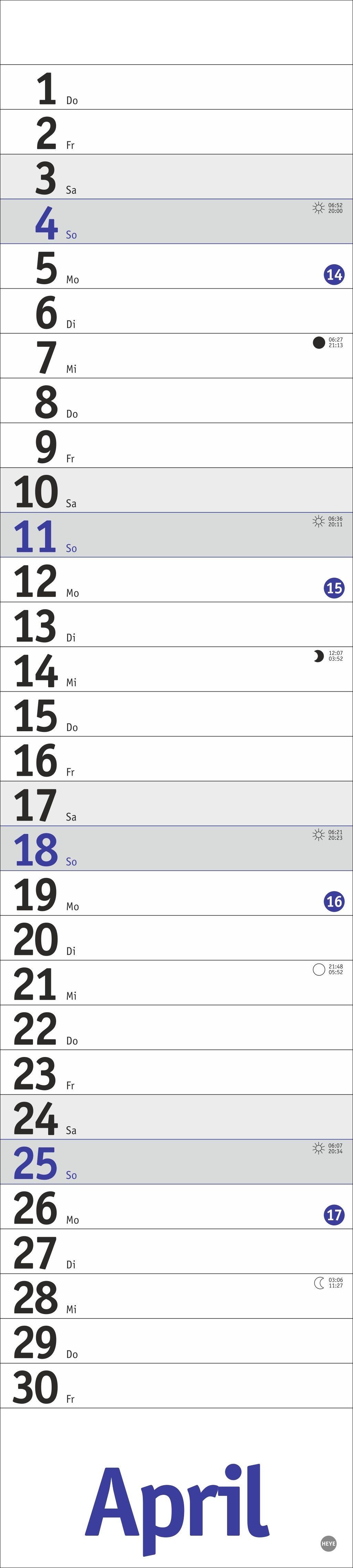 Beispielinhalt (Bild) Langplaner, blau 2027