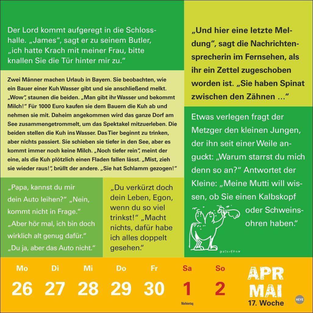 Beispielinhalt (Bild) Witze fürs Klo Kalender 2027