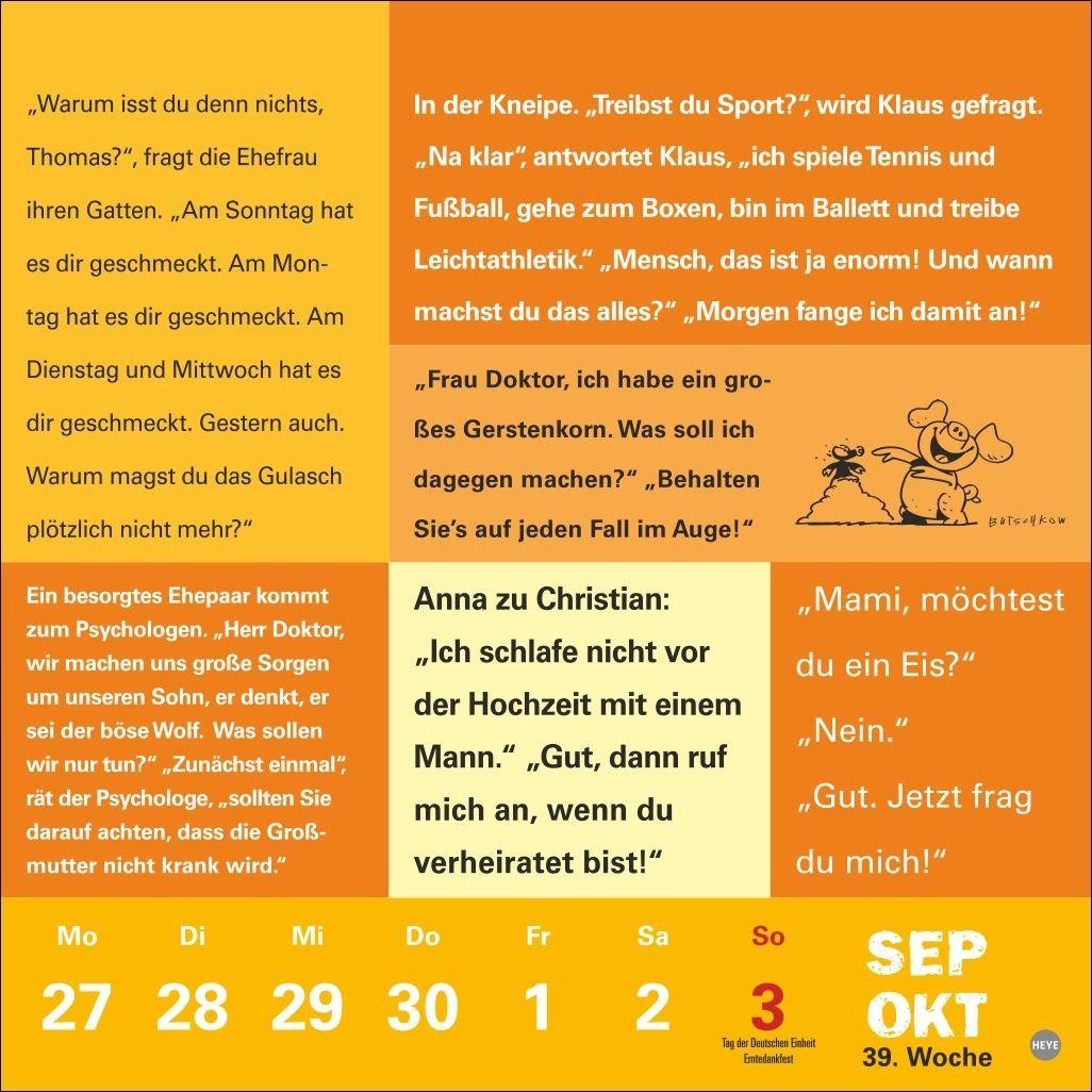 Beispielinhalt (Bild) Witze fürs Klo Kalender 2027