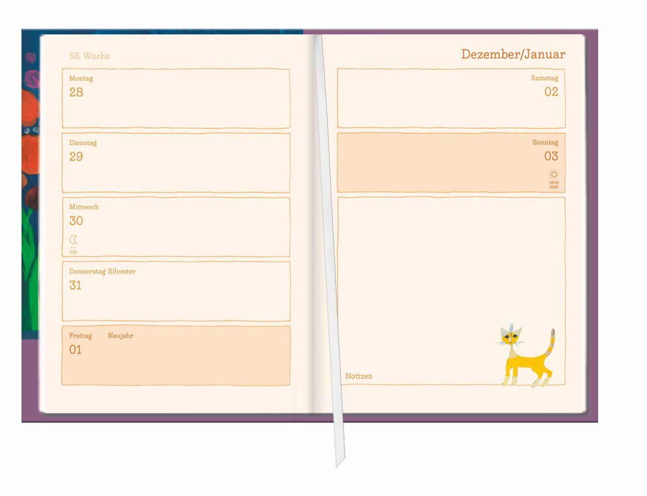 Beispielinhalt (Bild) Rosina Wachtmeister Kalenderbuch A6 2027