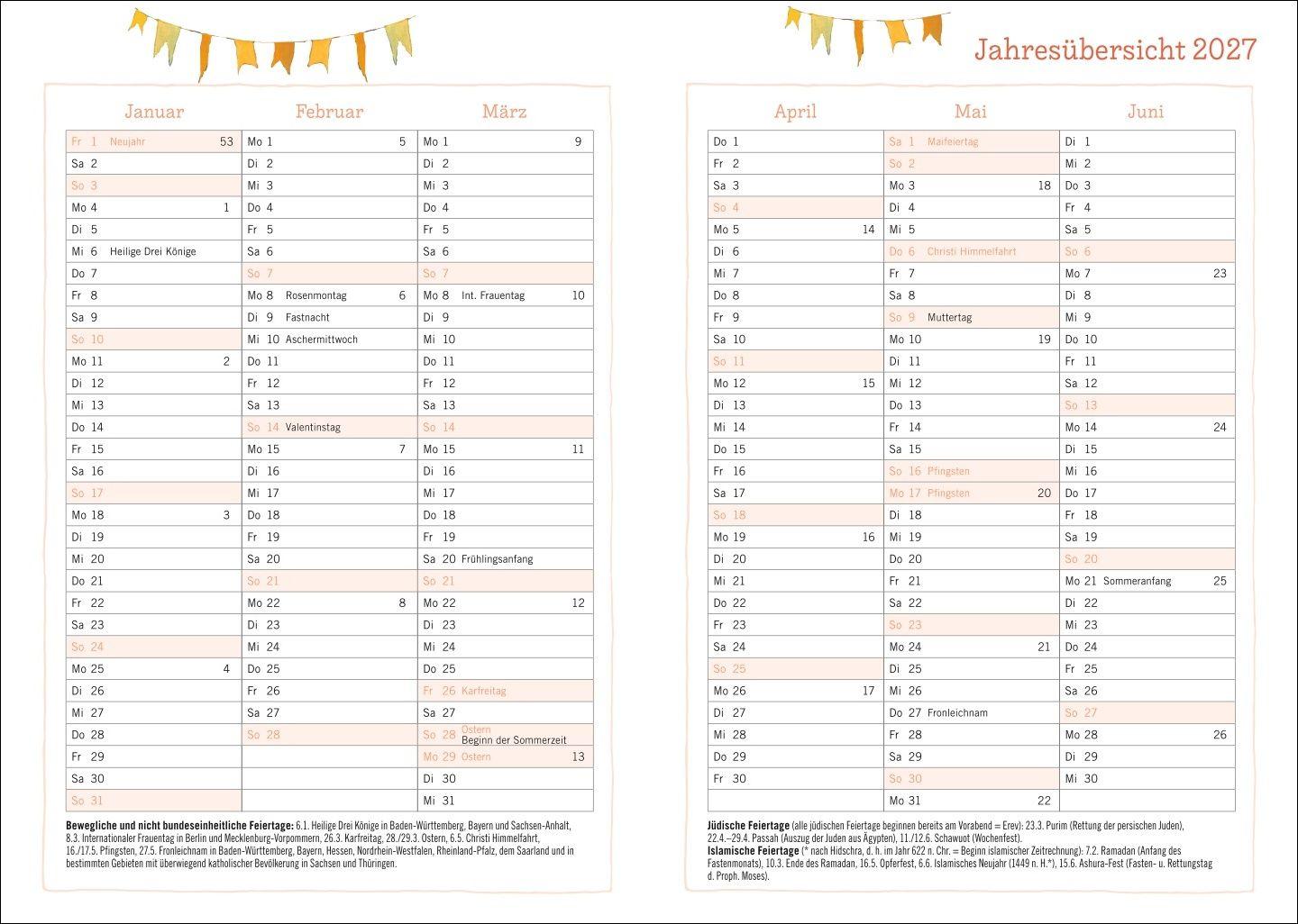 Beispielinhalt (Bild) Rosina Wachtmeister Kalenderbuch A6 2027