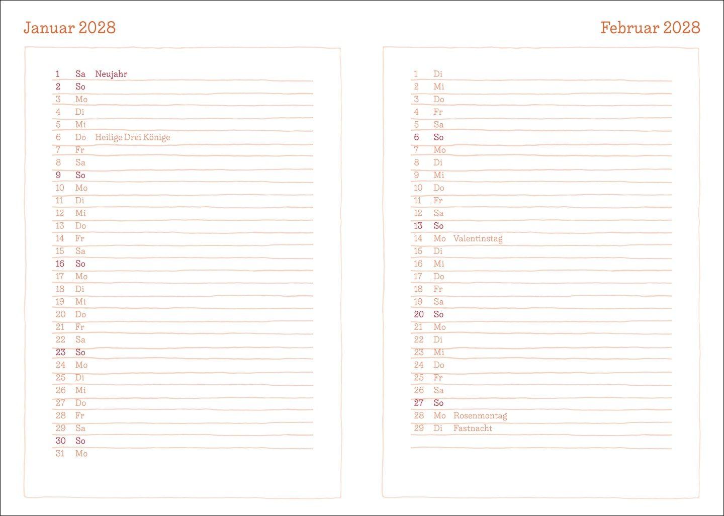 Beispielinhalt (Bild) Rosina Wachtmeister Kalenderbuch A6 2027