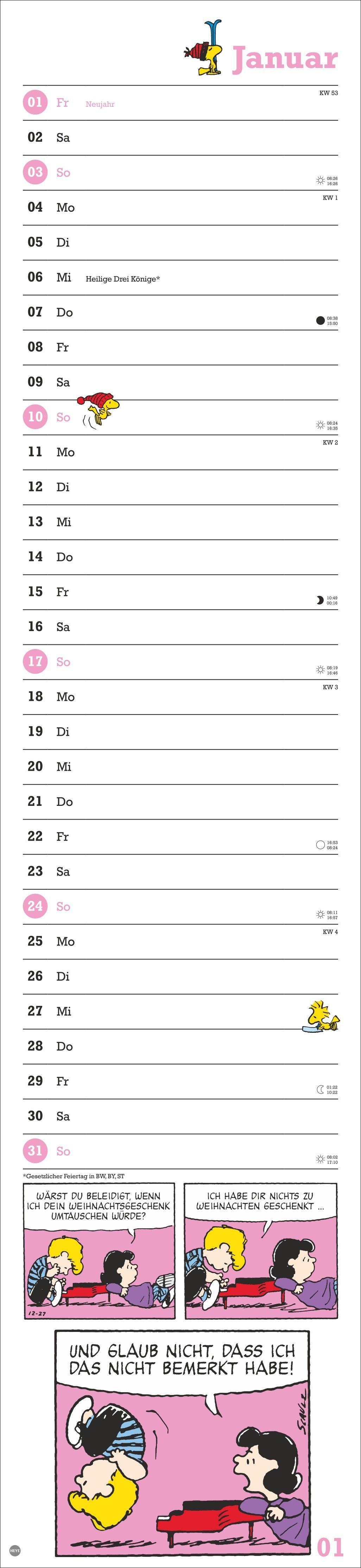 Beispielinhalt (Bild) Peanuts Superlangplaner 2027