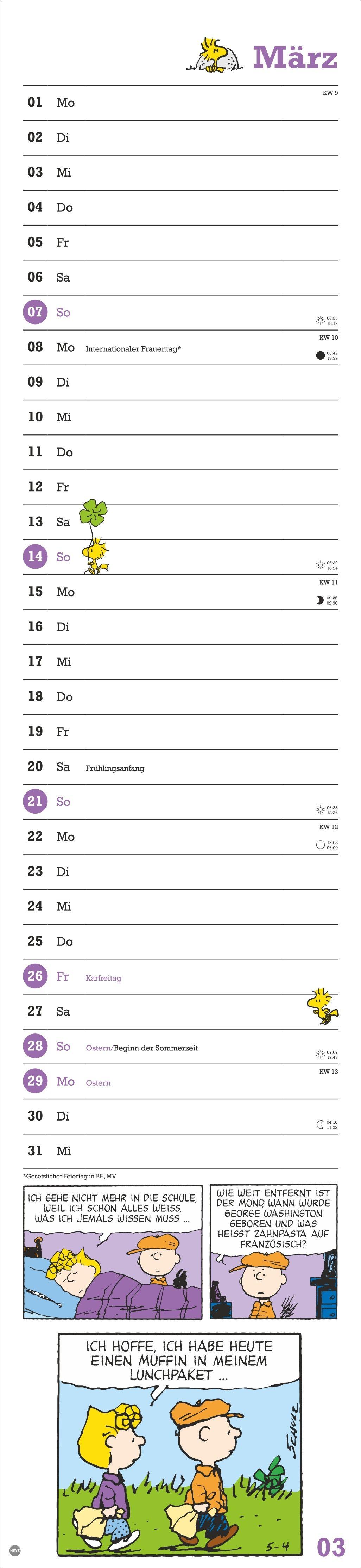 Beispielinhalt (Bild) Peanuts Superlangplaner 2027