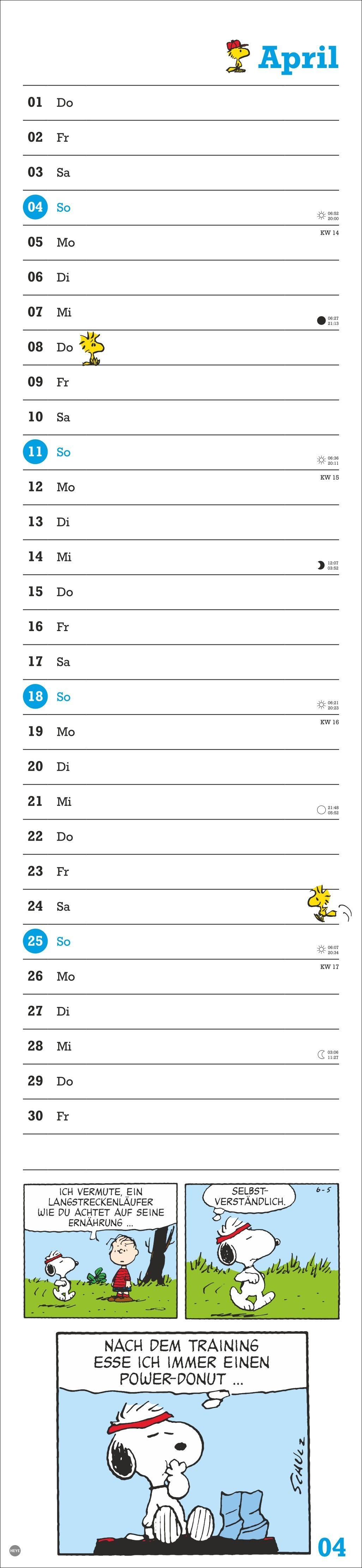 Beispielinhalt (Bild) Peanuts Superlangplaner 2027
