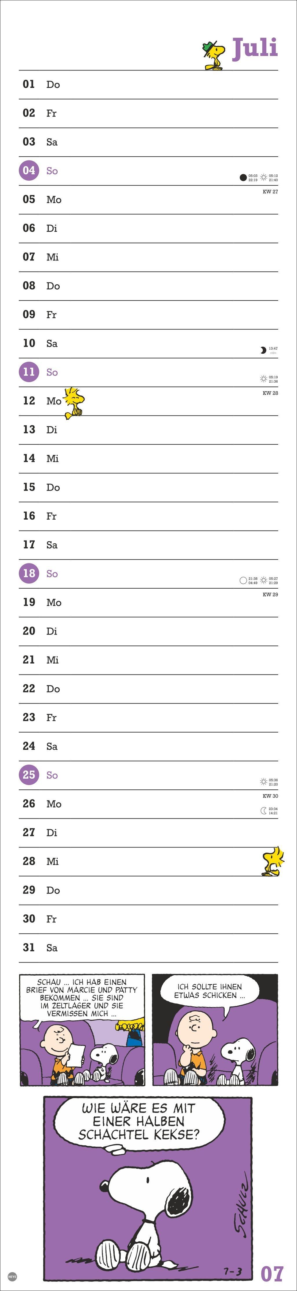 Beispielinhalt (Bild) Peanuts Superlangplaner 2027