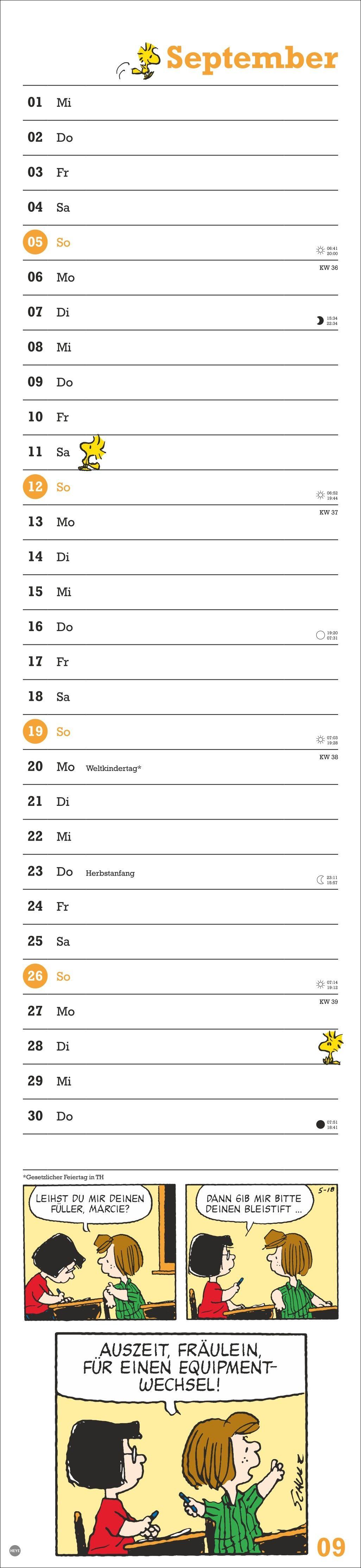 Beispielinhalt (Bild) Peanuts Superlangplaner 2027
