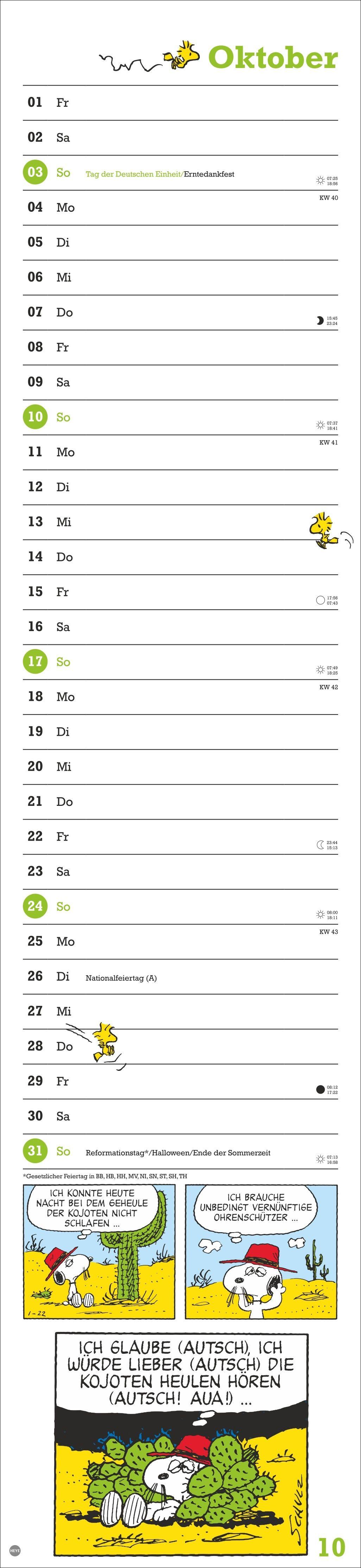 Beispielinhalt (Bild) Peanuts Superlangplaner 2027