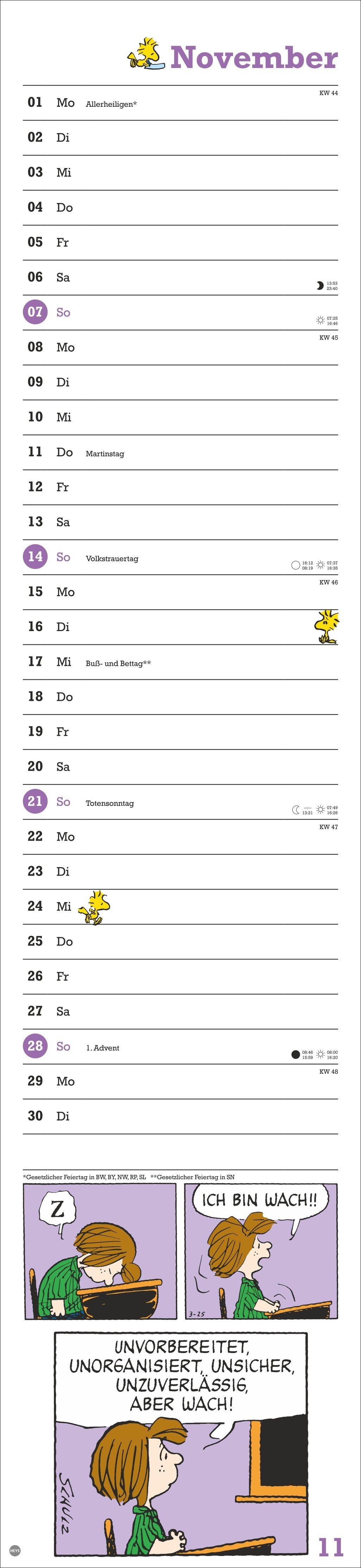 Beispielinhalt (Bild) Peanuts Superlangplaner 2027