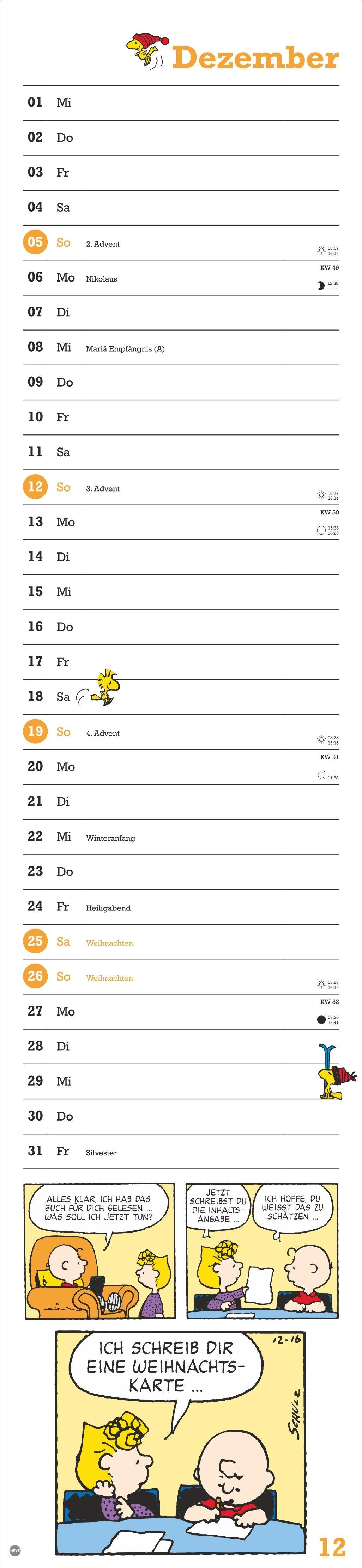 Beispielinhalt (Bild) Peanuts Superlangplaner 2027