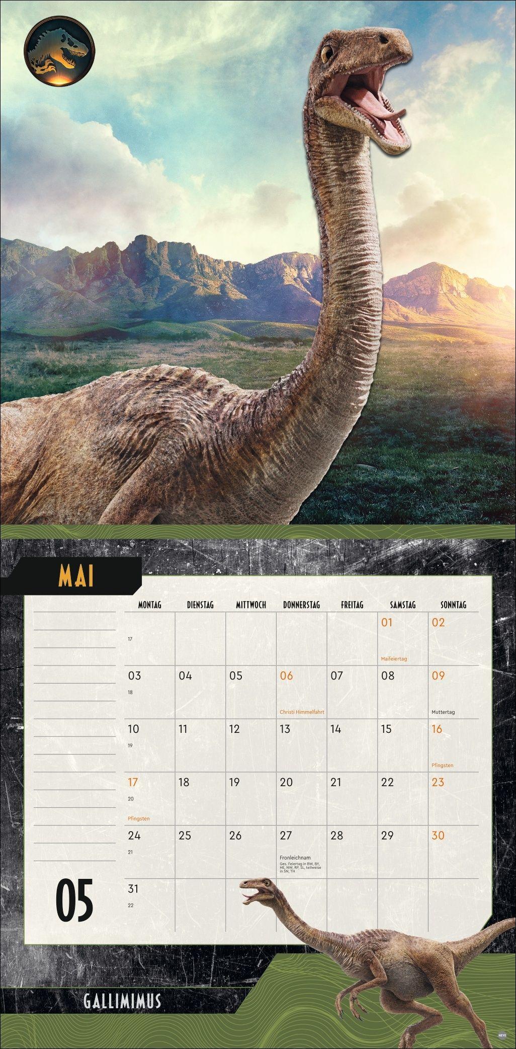 Beispielinhalt (Bild) Jurassic World Broschurkalender 2027