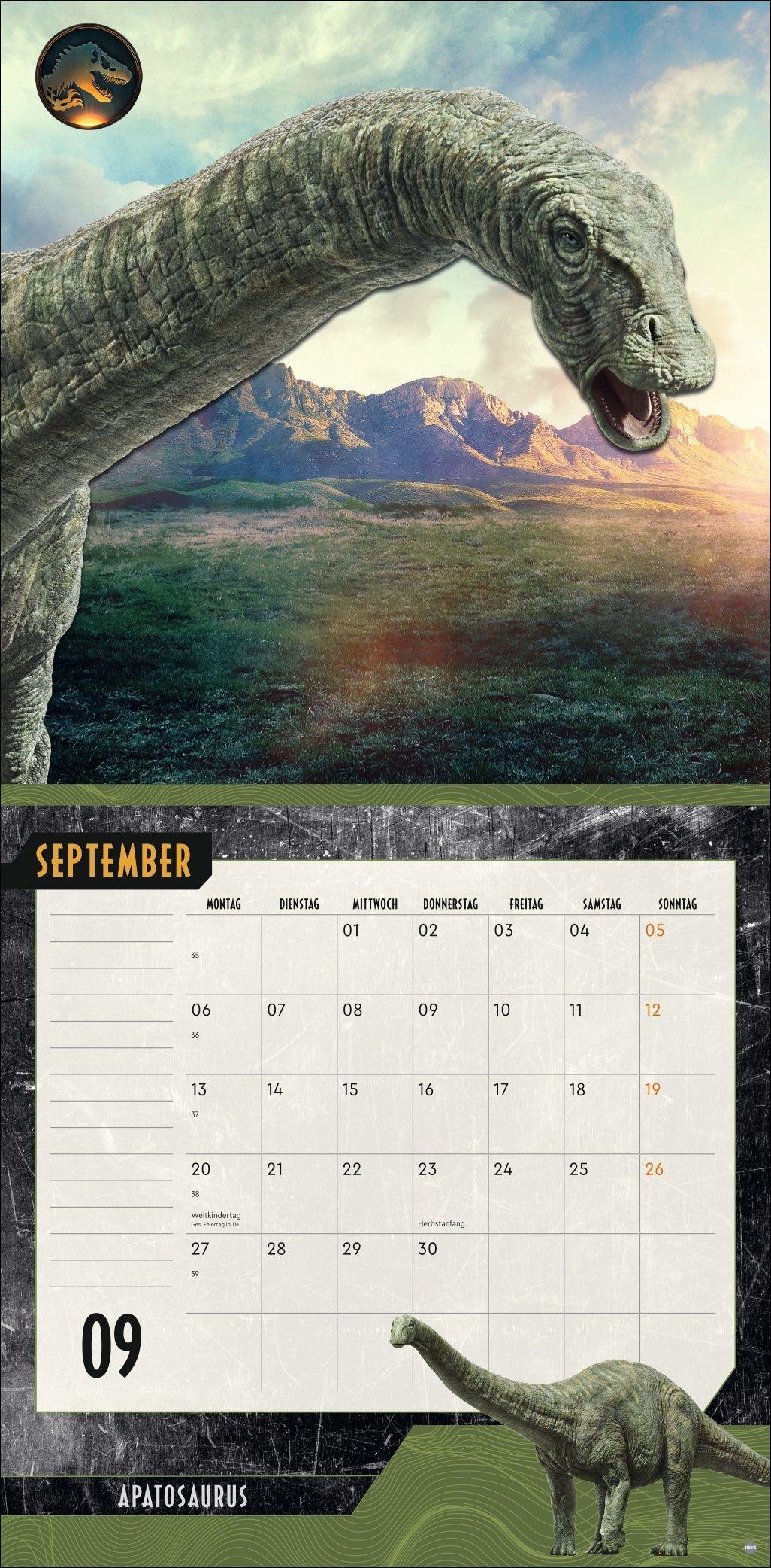 Beispielinhalt (Bild) Jurassic World Broschurkalender 2027