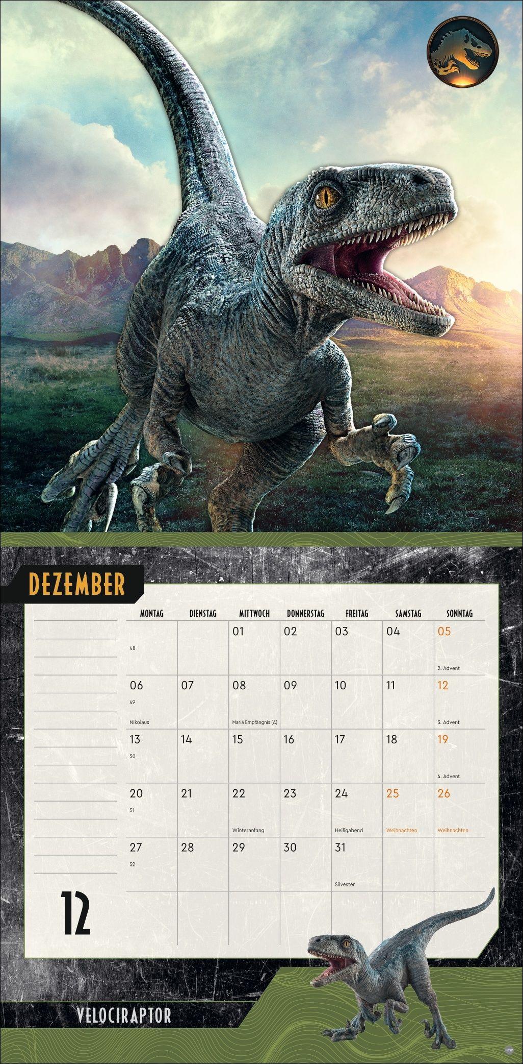 Beispielinhalt (Bild) Jurassic World Broschurkalender 2027