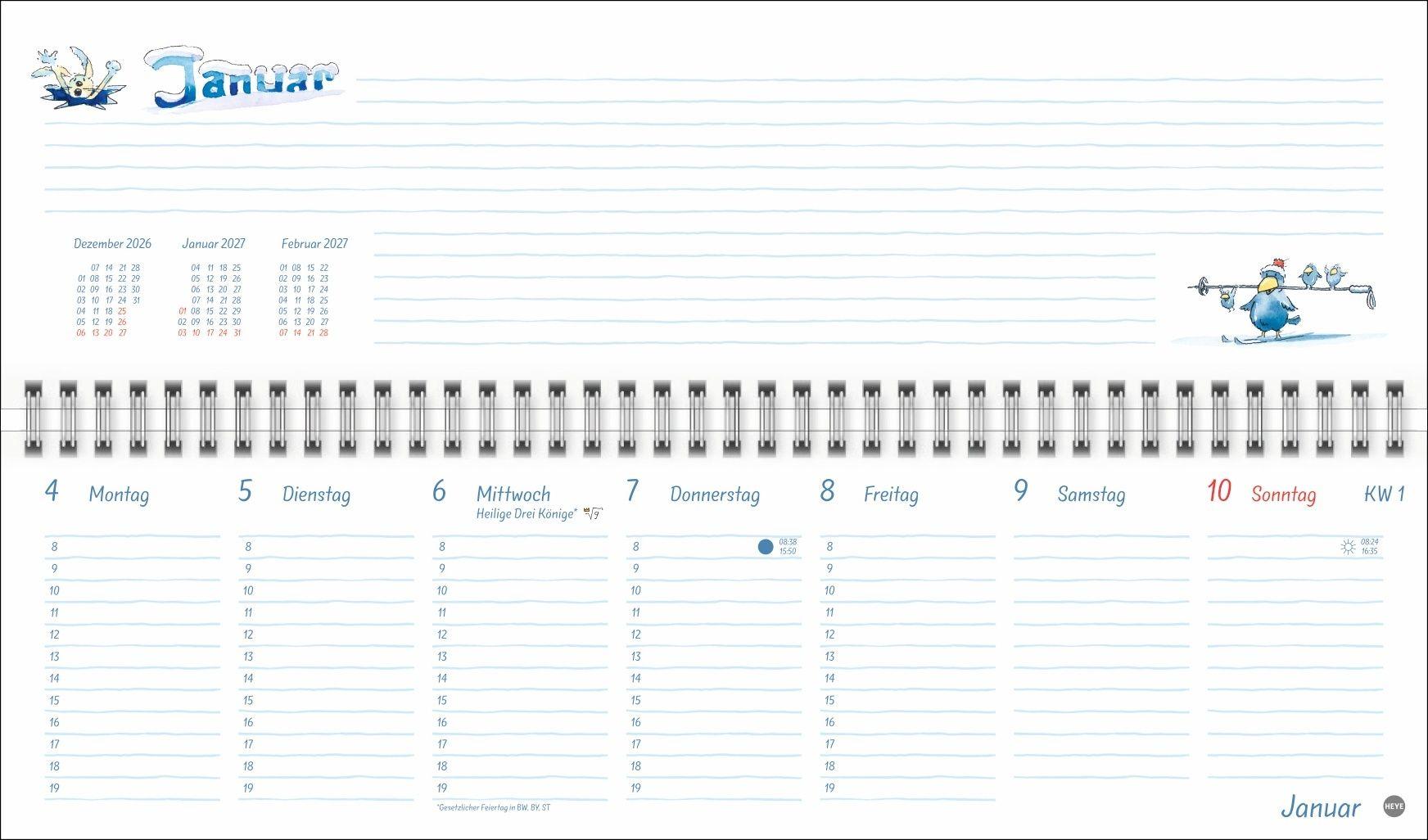Beispielinhalt (Bild) Helme Heine: Wochenquerplaner 2027