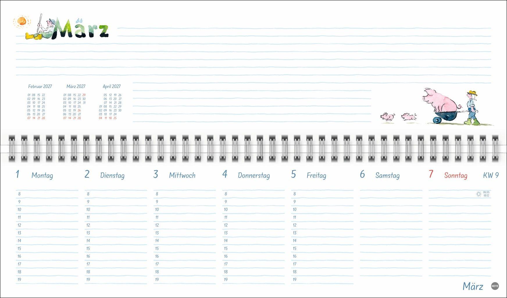 Beispielinhalt (Bild) Helme Heine: Wochenquerplaner 2027