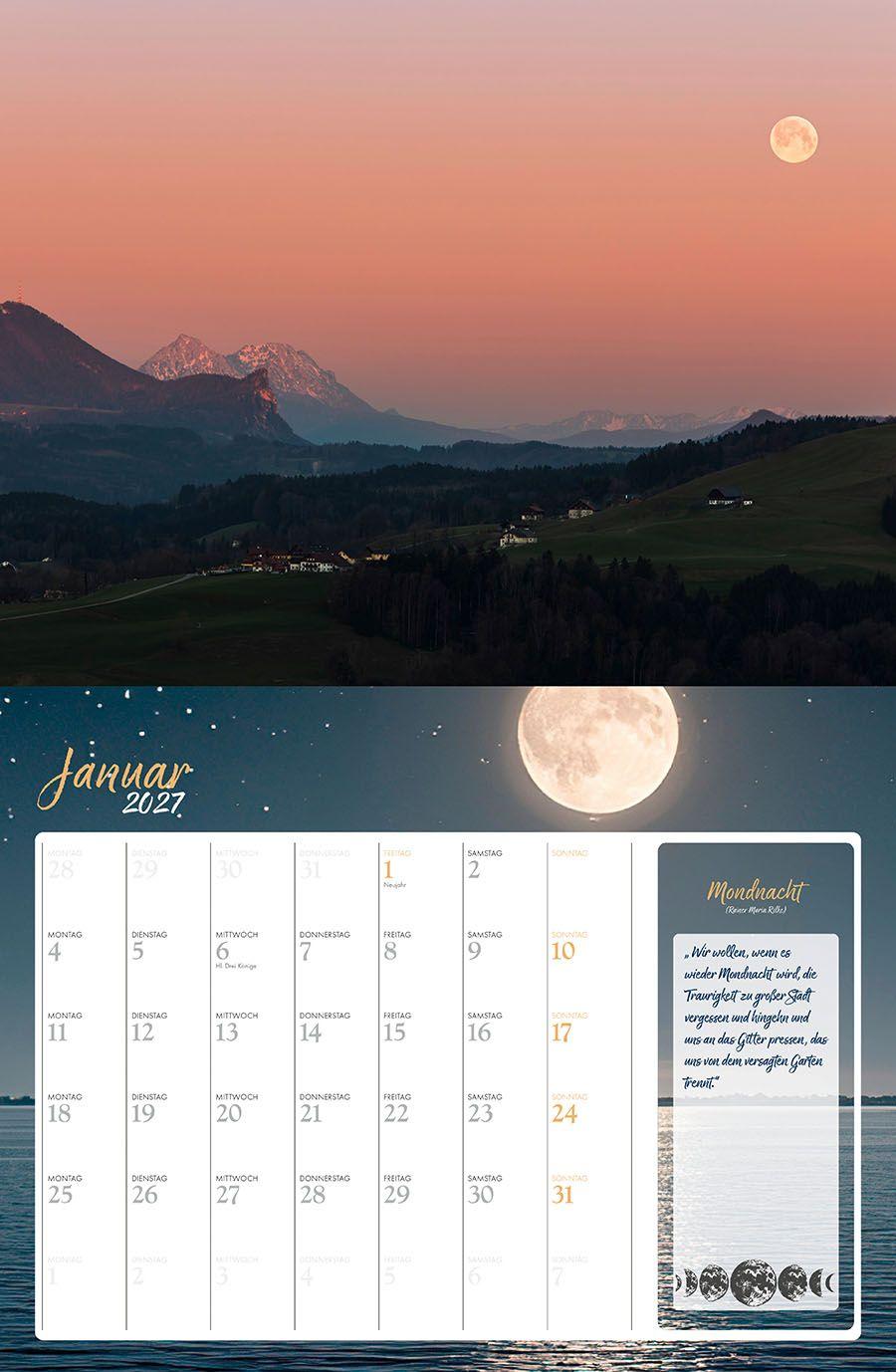 Beispielinhalt (Bild) Mein lyrischer Mondkalender 2027 Eintragkalender