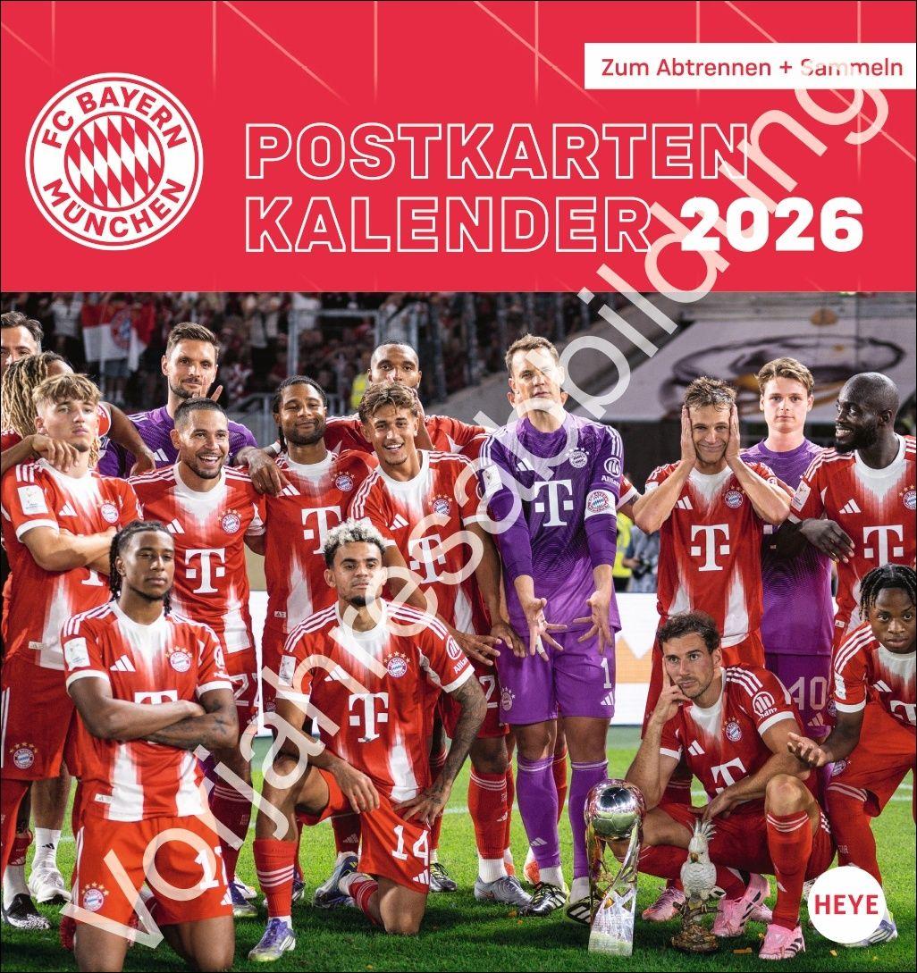 Vorderes Coverbild FC Bayern München Postkartenkalender 2027