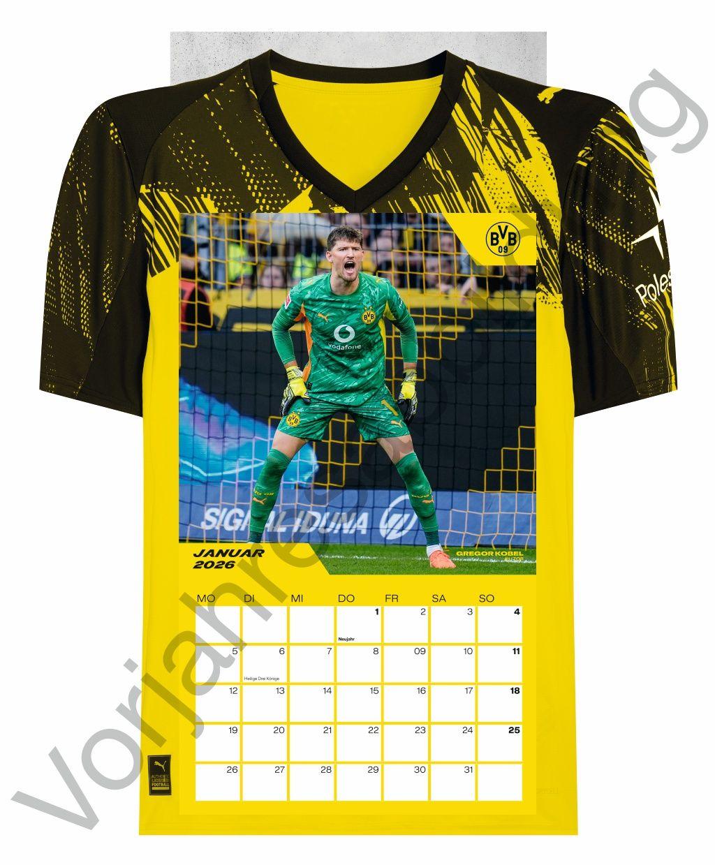 Beispielinhalt (Bild) BVB Trikotkalender 2027