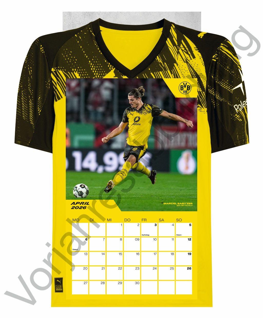 Beispielinhalt (Bild) BVB Trikotkalender 2027