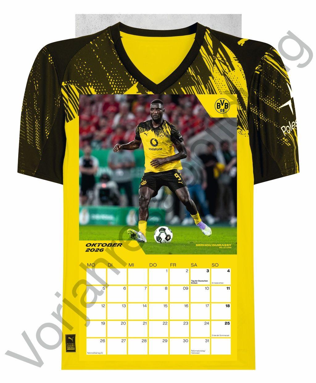 Beispielinhalt (Bild) BVB Trikotkalender 2027