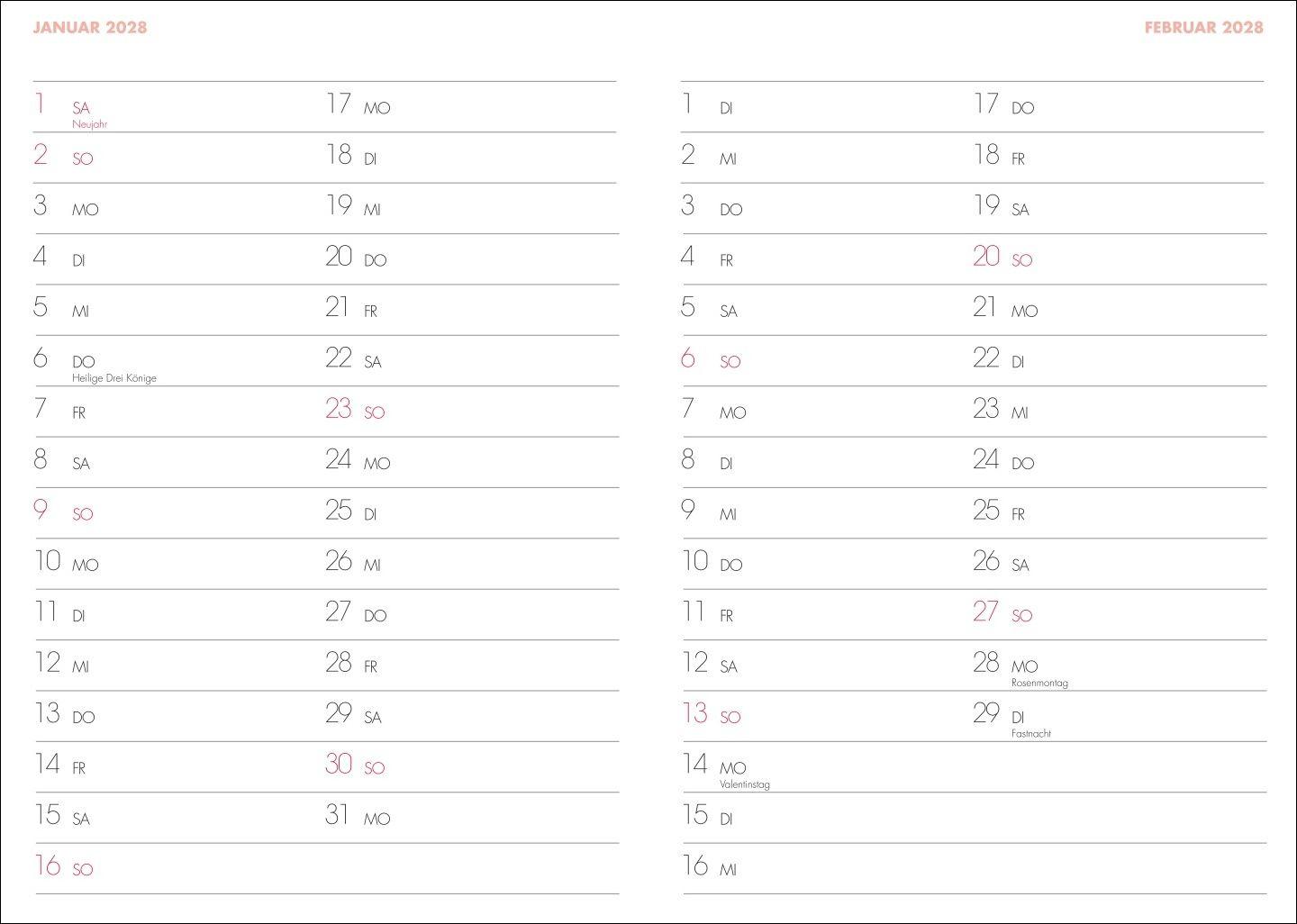 Beispielinhalt (Bild) Lady Terminkalender A6 2027