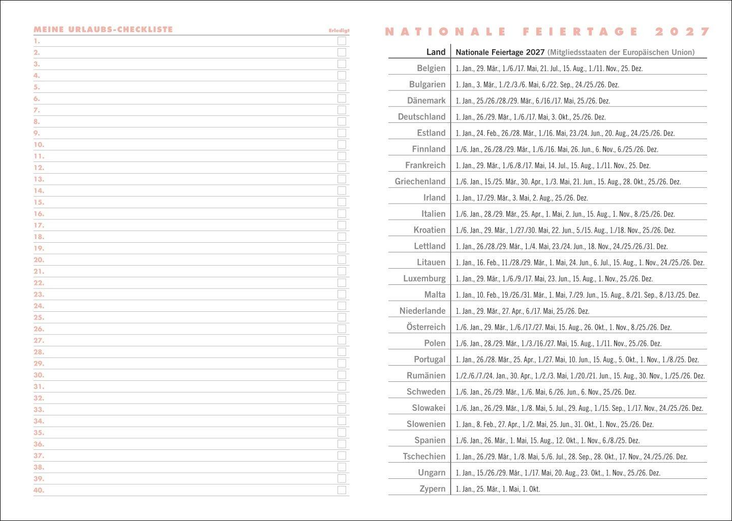 Beispielinhalt (Bild) Lady Terminkalender A6 2027