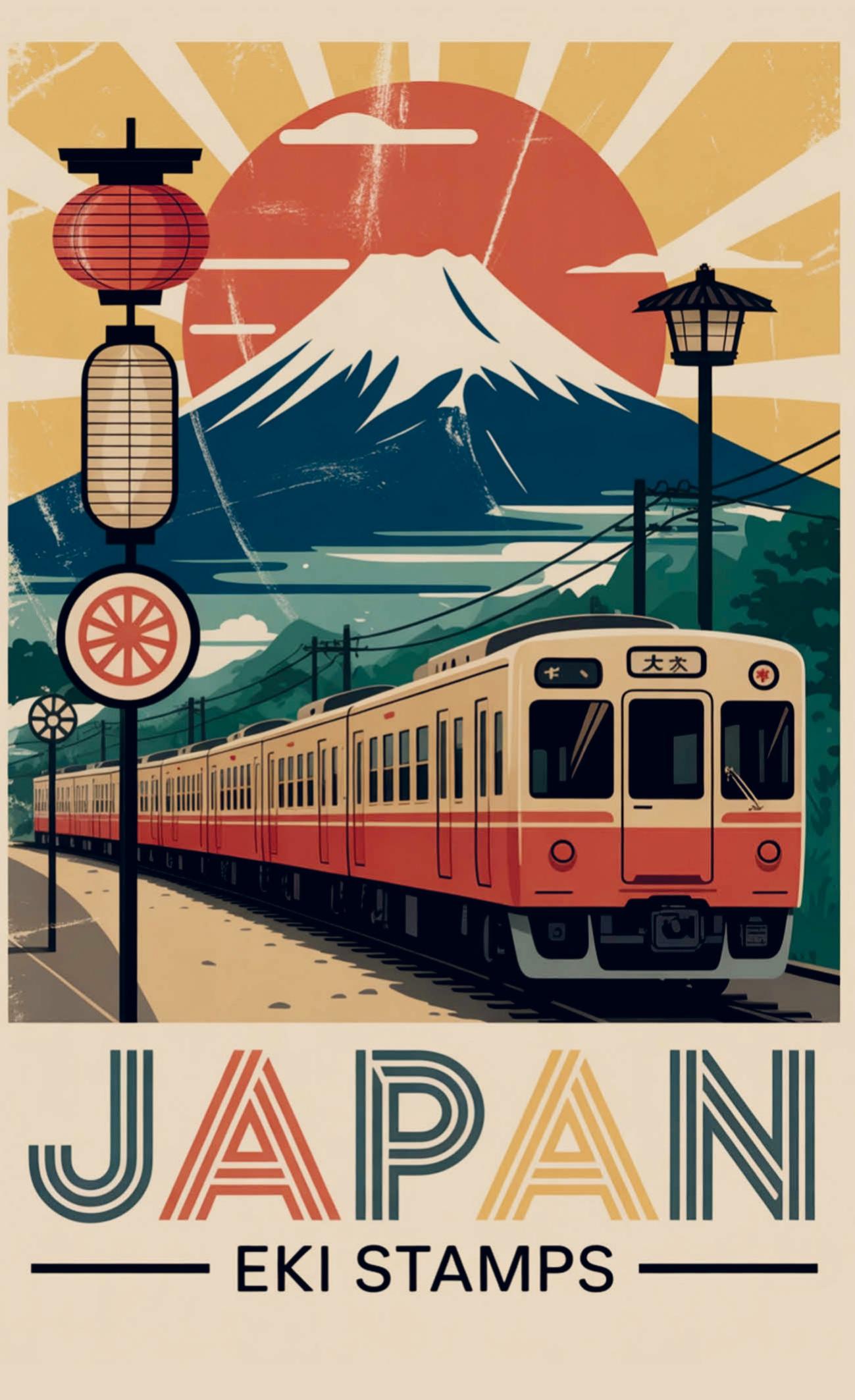 Vorderes Coverbild Japan EKI Stempel Buch: Sammle EKI Stempel und gestalte einzigartige Erinnerungen an deine Reise | EKI Stamp Book | Zugmotiv