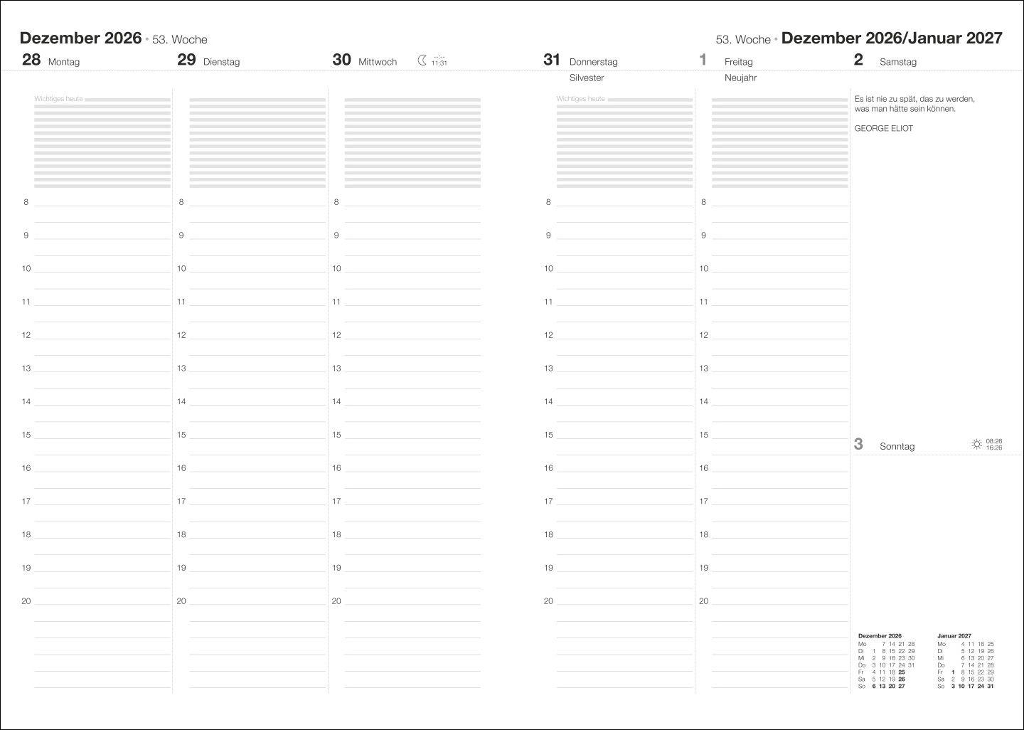 Beispielinhalt (Bild) Terminer A6, Leinen sand 2027