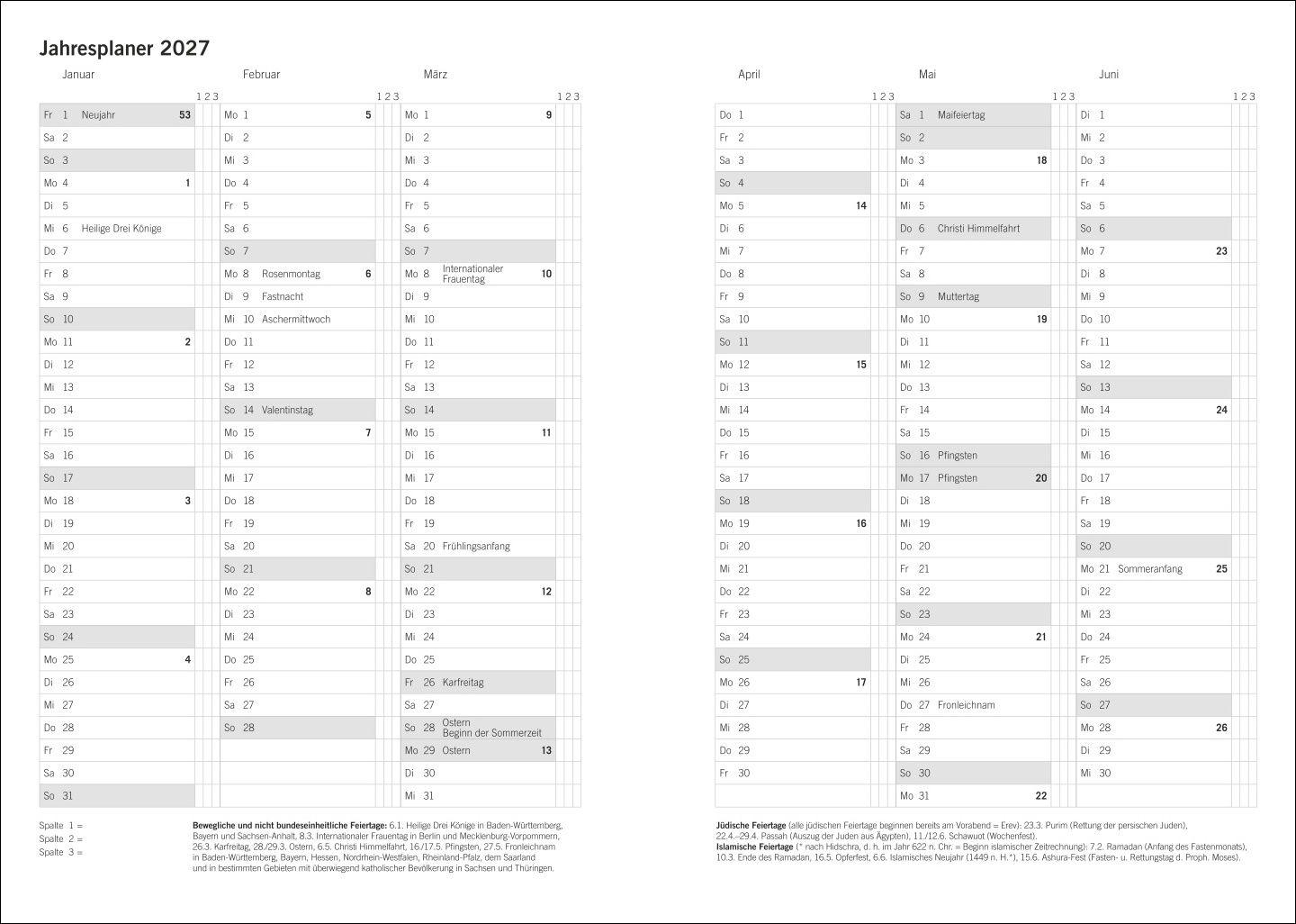 Beispielinhalt (Bild) Terminer A6, Leinen sand 2027