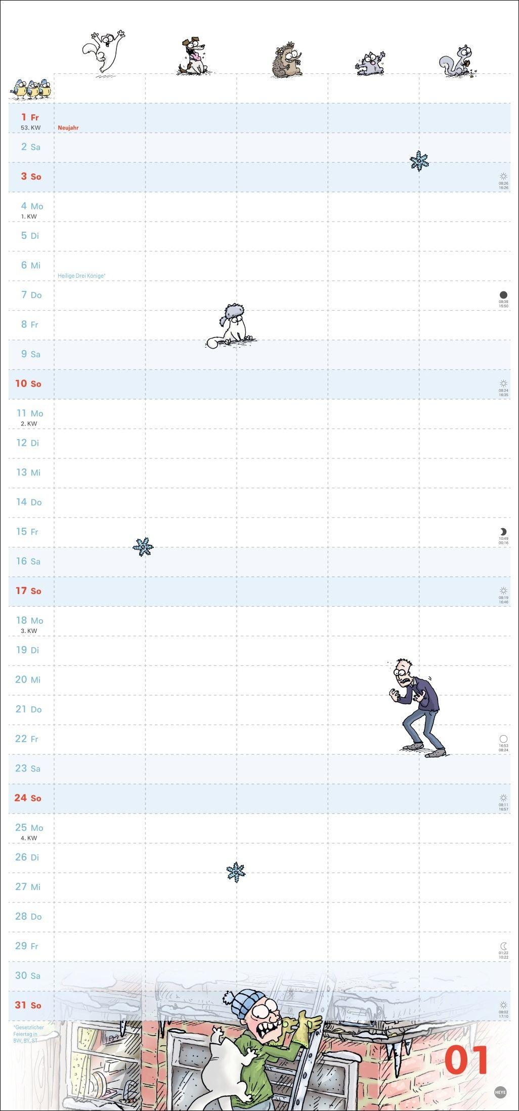 Beispielinhalt (Bild) Simons Katze Familienplaner 2027
