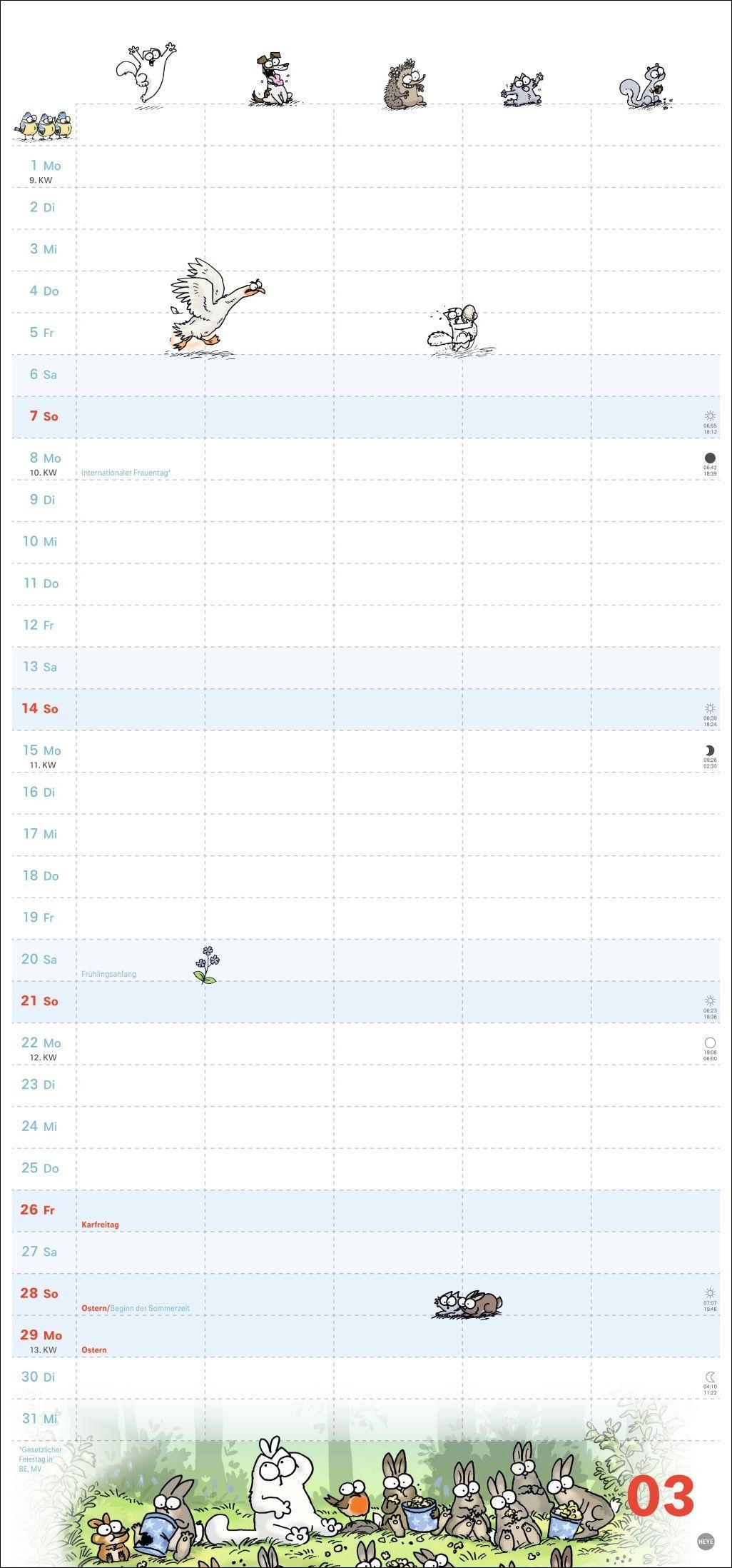 Beispielinhalt (Bild) Simons Katze Familienplaner 2027